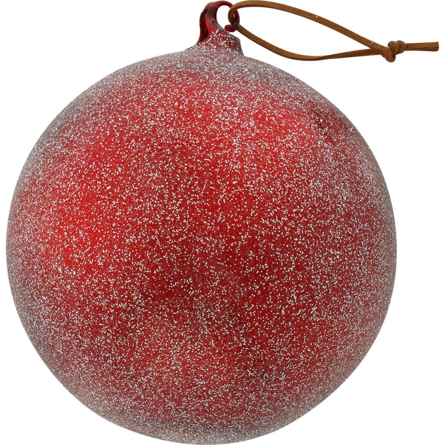 Weihnachtskugel mit Glitzer "Winter" - Extragroß (Rot)