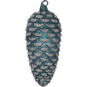 Deko-Tannenzapfen mit Glitzer "Xmas" - 15,5 cm (Grün)
