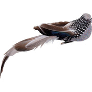 Baumschmuck/Vogel mit Federn und Clip - Klein (Grau schimmernd)