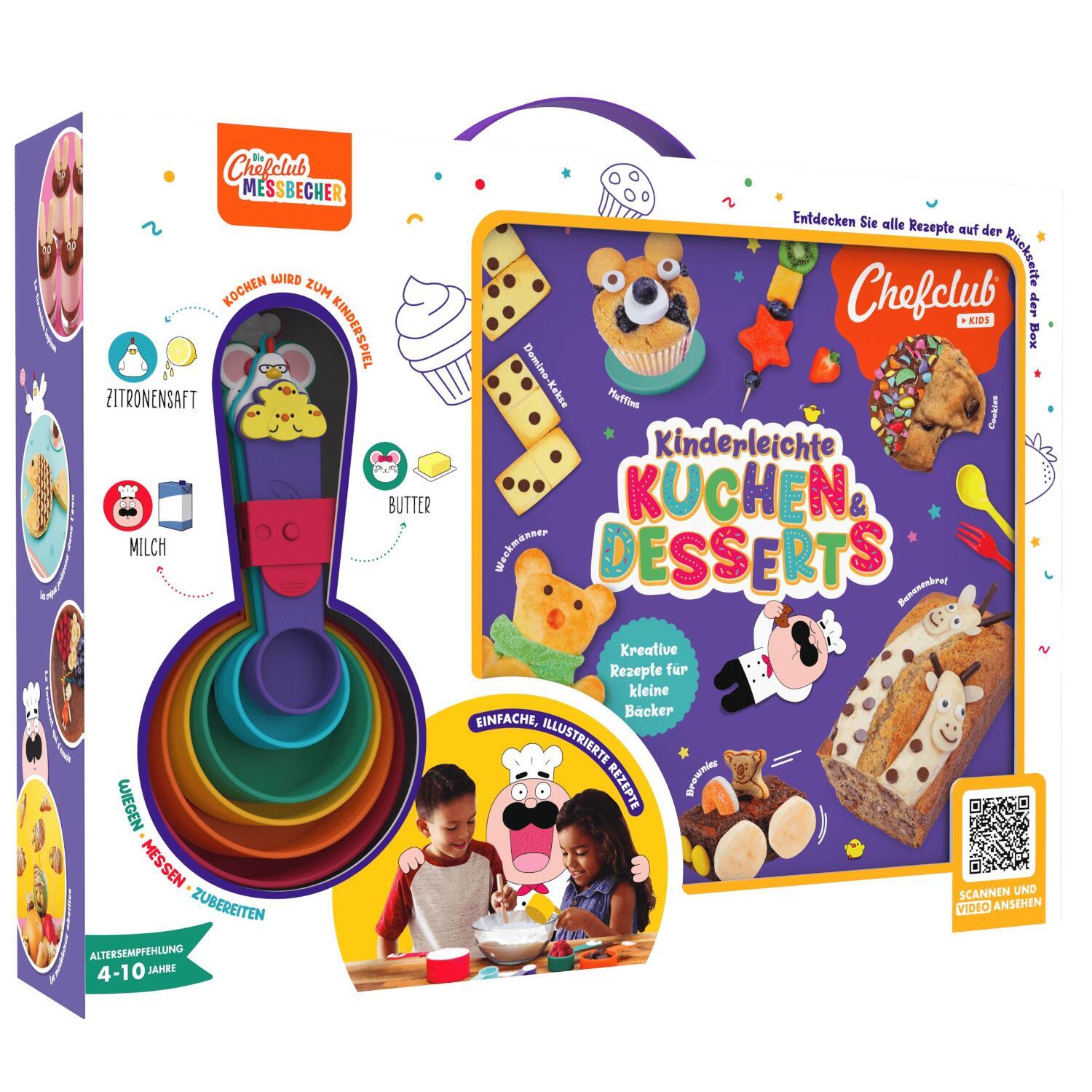 Rezeptbuch & Messbecher im Set "Kinderleichte KUCHEN & DESSERTS"