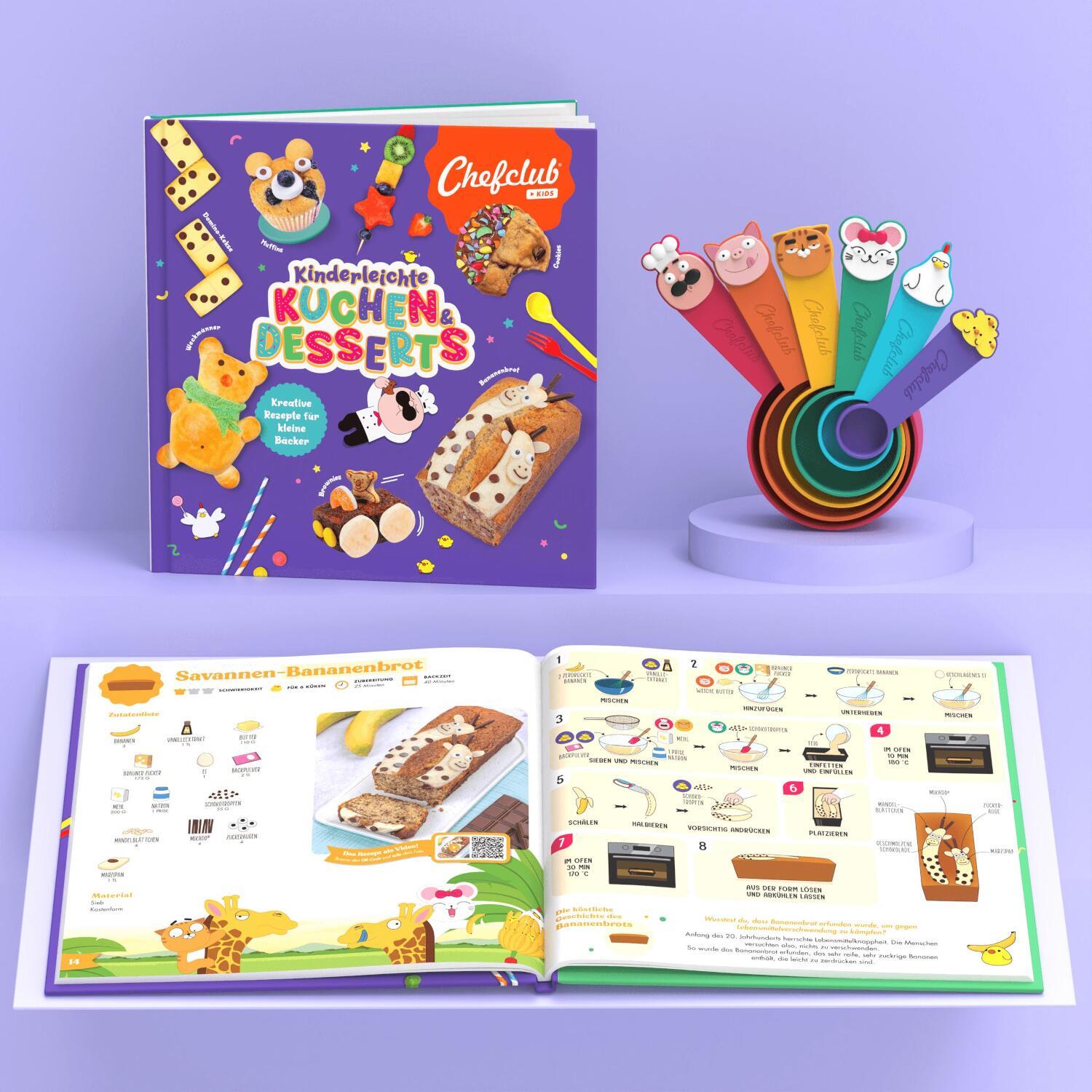 Rezeptbuch & Messbecher im Set "Kinderleichte KUCHEN & DESSERTS"