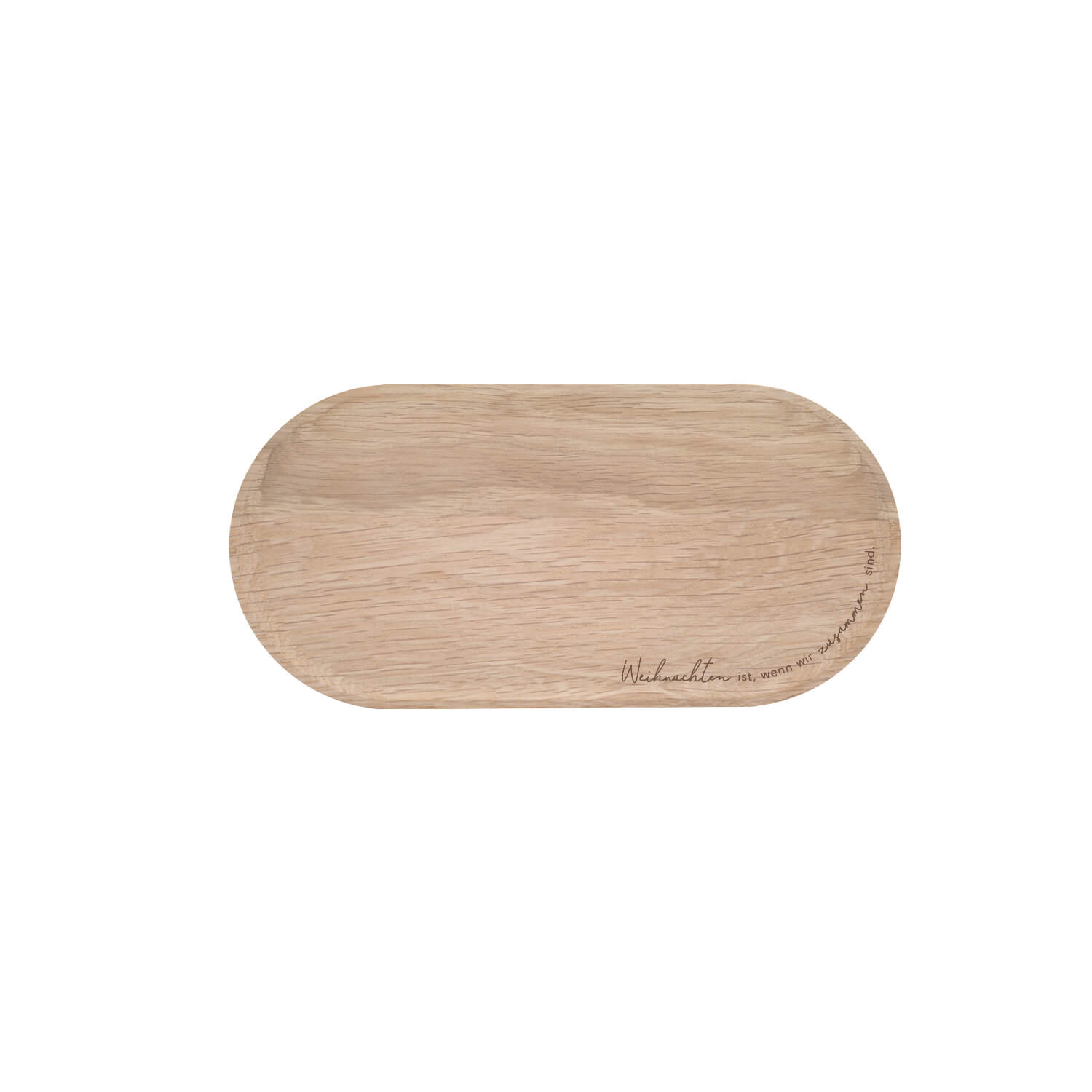 Mini-Tablett oval "Weihnachten ist" - 25x12x1,5 cm (Braun)