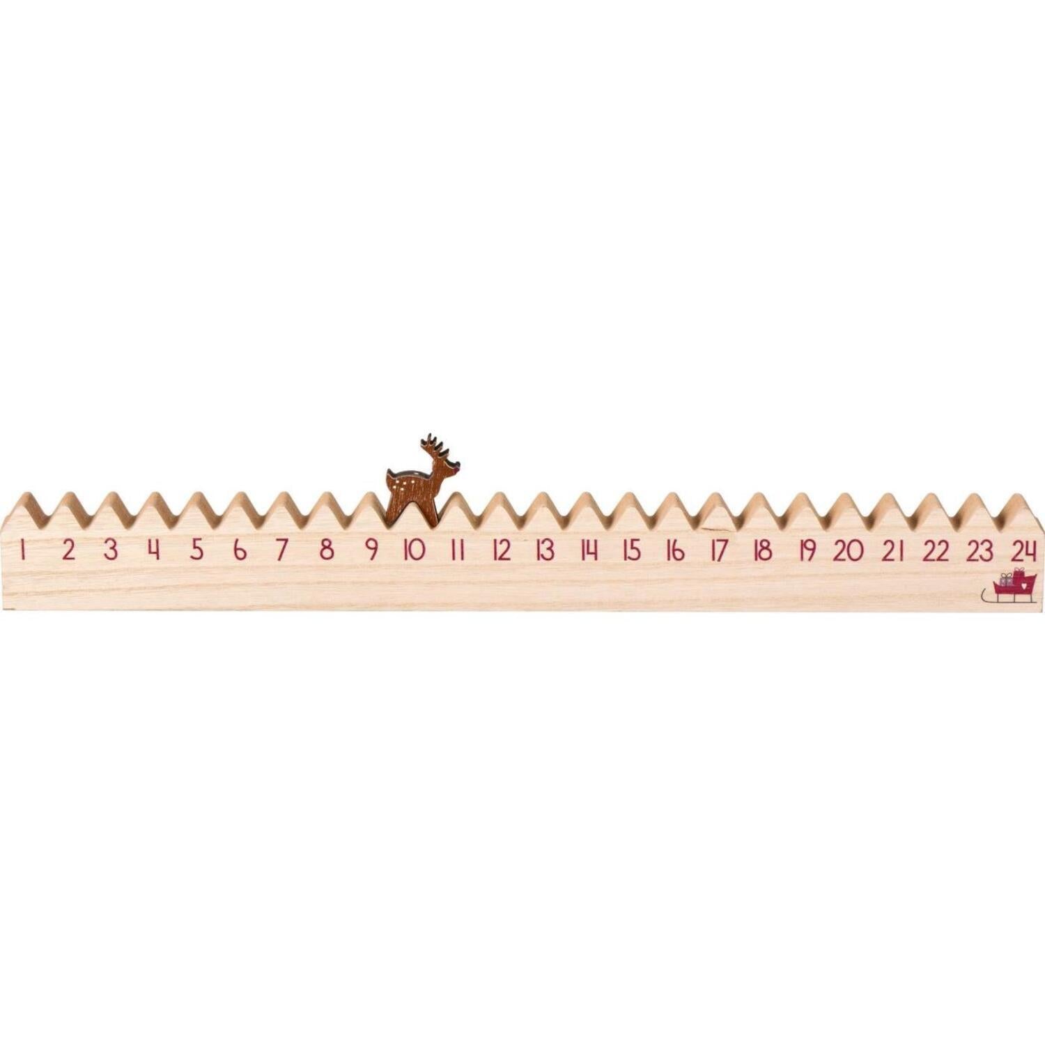 Weihnachtskalender "Gehendes Rentier" - 50x2,5x5,5 cm Ib Laursen