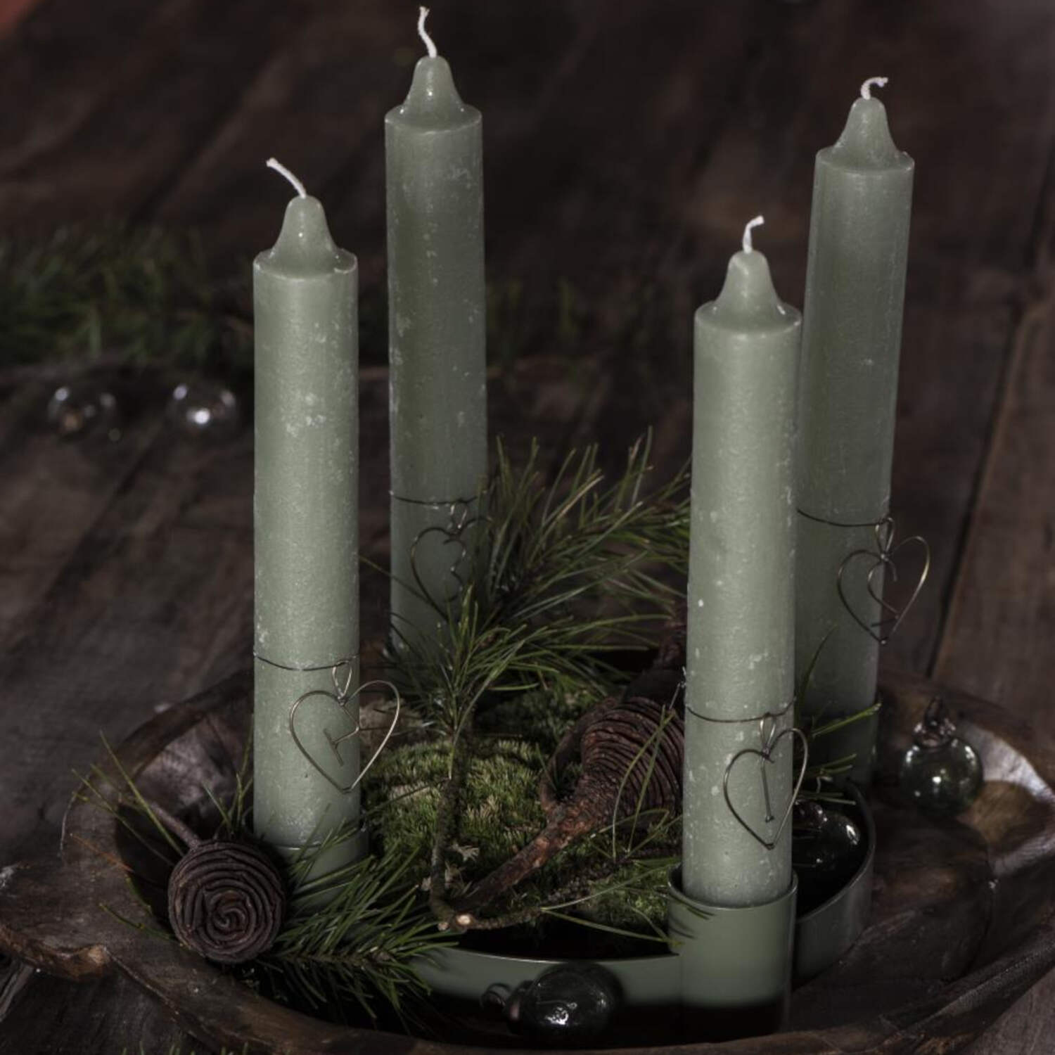 Adventskranz mit verschiebbaren Kerzenhaltern - ø  26 cm (Grün)