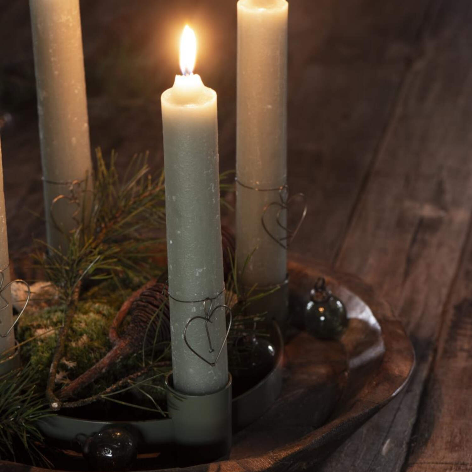 Adventskranz mit verschiebbaren Kerzenhaltern - ø  26 cm (Grün)