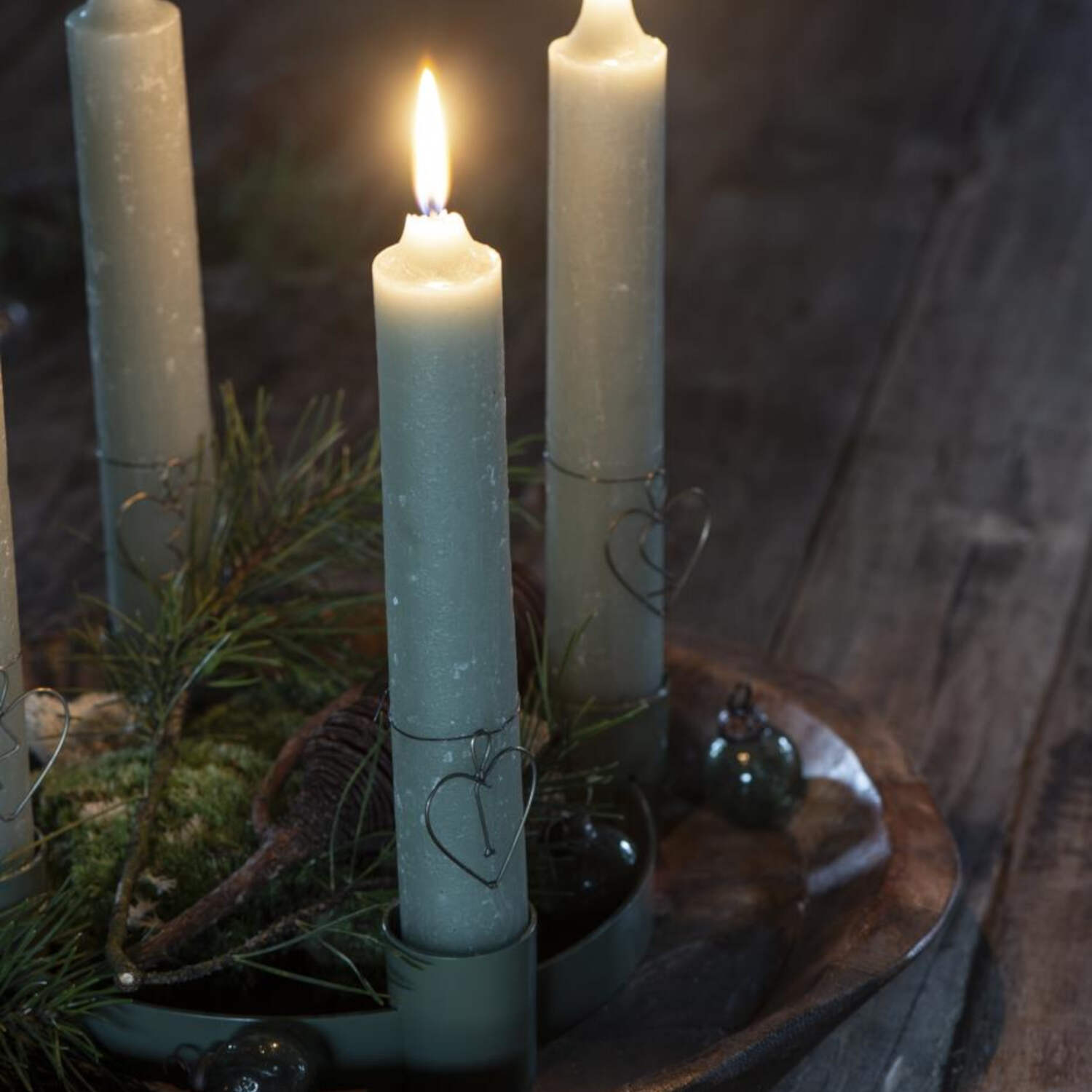 Adventskranz mit verschiebbaren Kerzenhaltern - ø  26 cm (Grün)