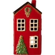 Ib Laursen Haus für Teelicht "Stillenat - Tannenbaum vor dem Haus" - 10,4x7,3x20 cm (Rot) Ib Laursen