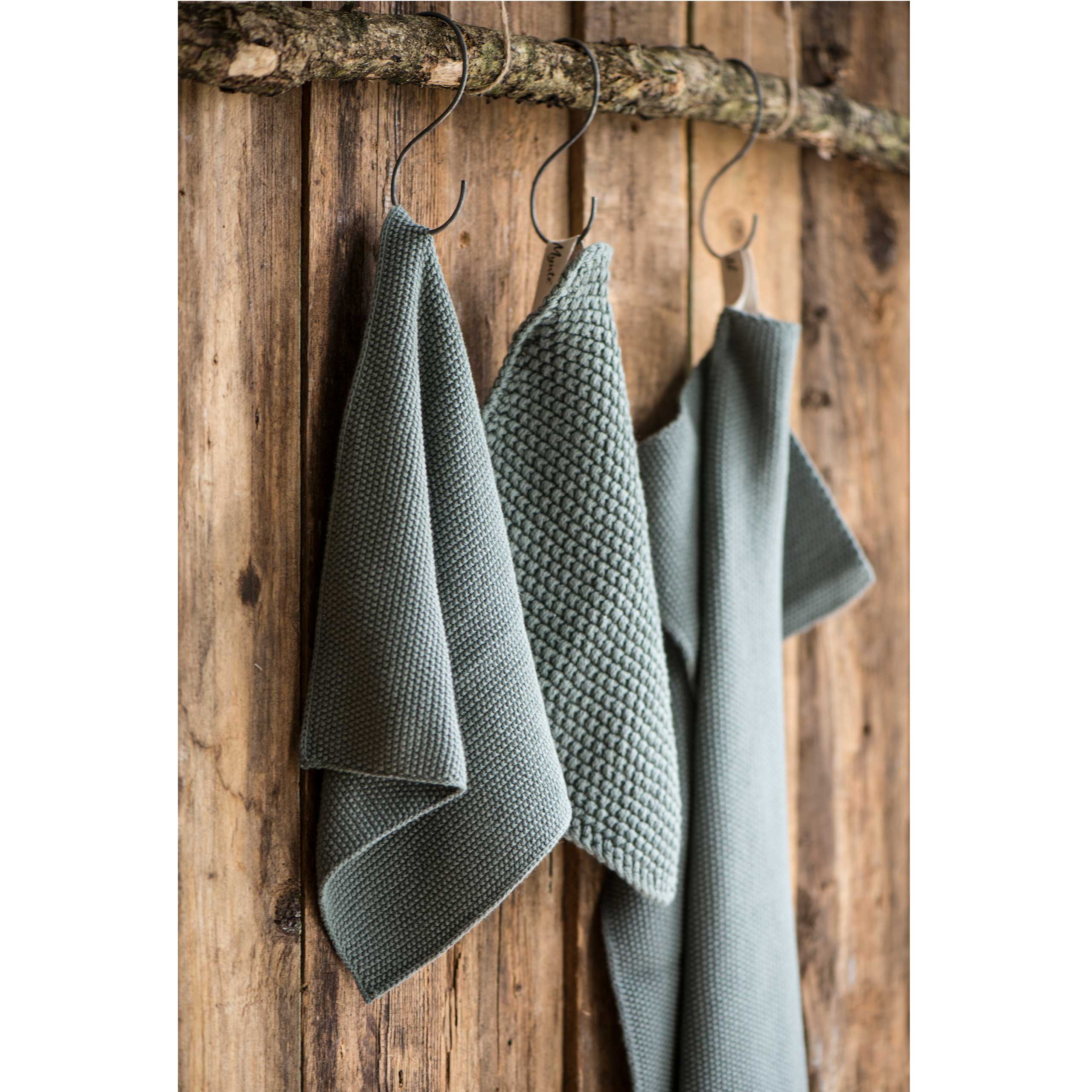 Geschirrtuch gestrickt "Mynte" (Moosgrün)