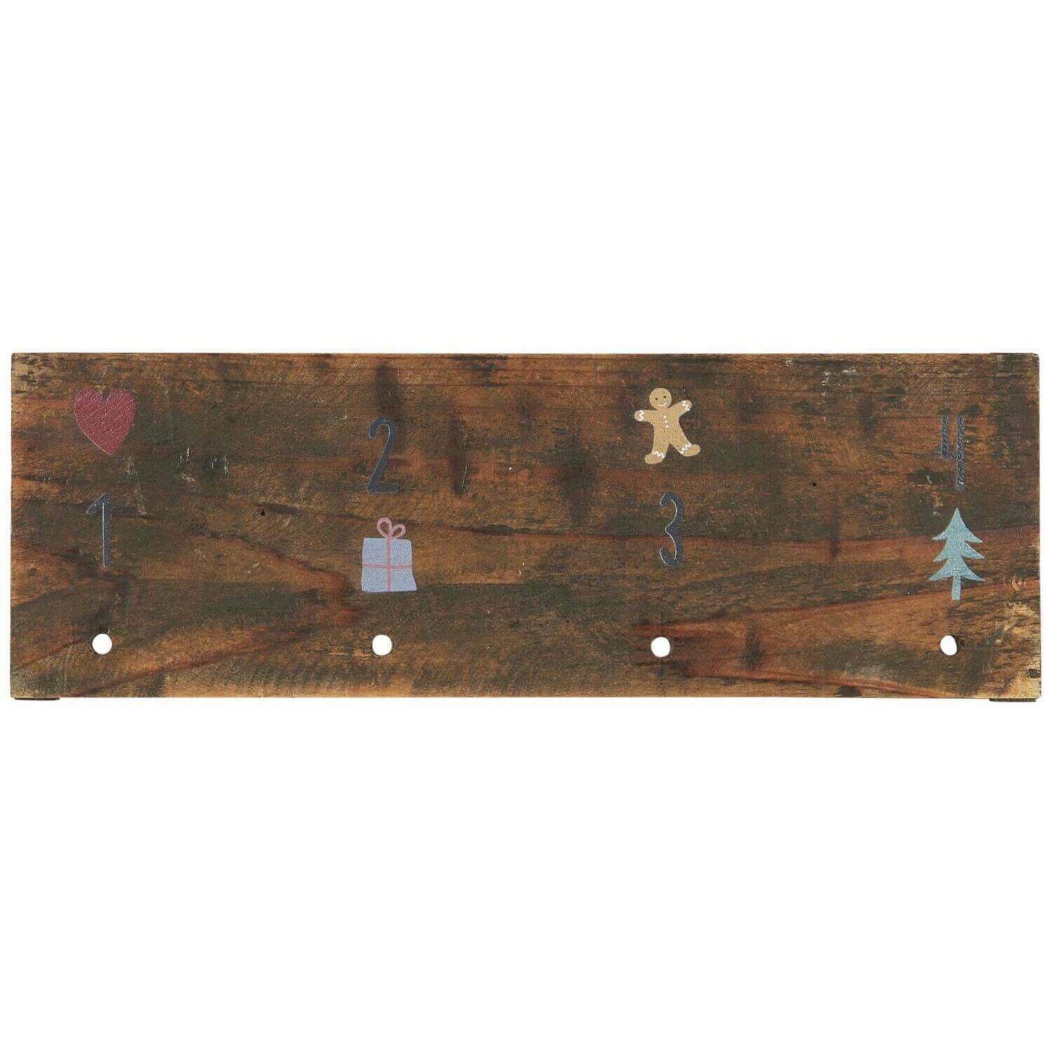 Adventskalender Holzschild mit Zahlen 1-4 - 35 cm (Braun)