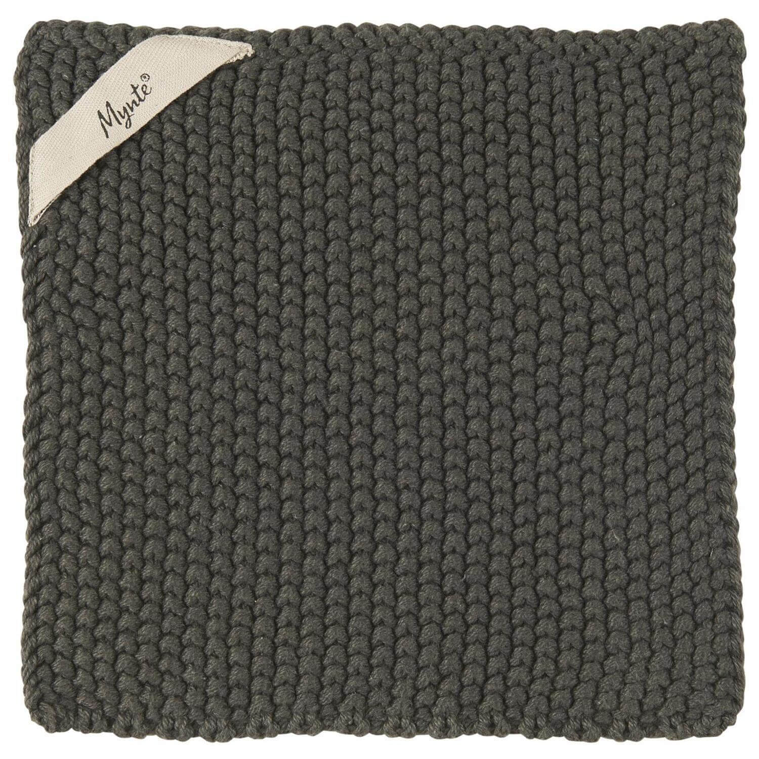 Topflappen gestrickt "Mynte" (Thunder Grey/Dunkelgrau)