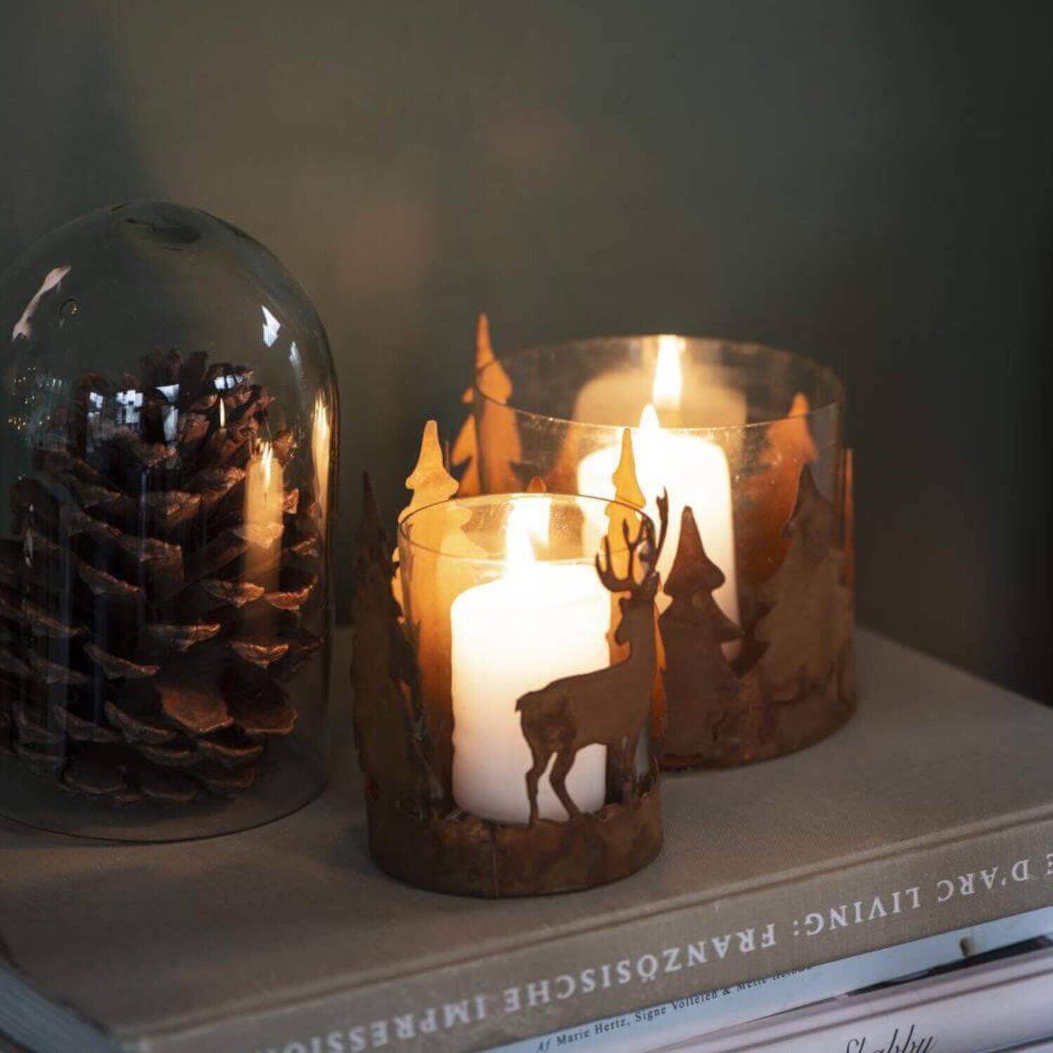 Windlicht mit Wald-Motiv - ø7,5 cm