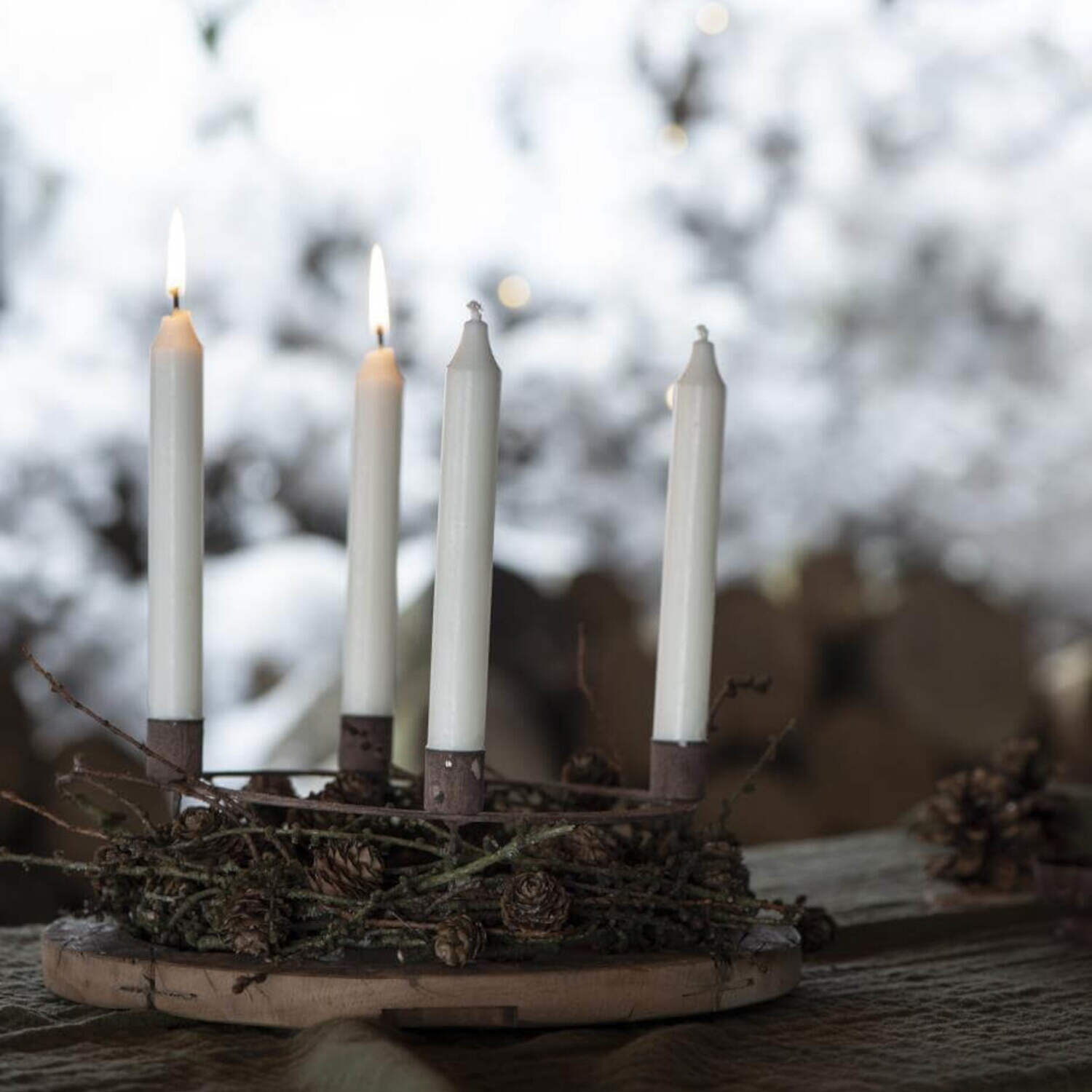 Adventskranz Stabkerzenspieße - ø 21,7 cm (Braun)