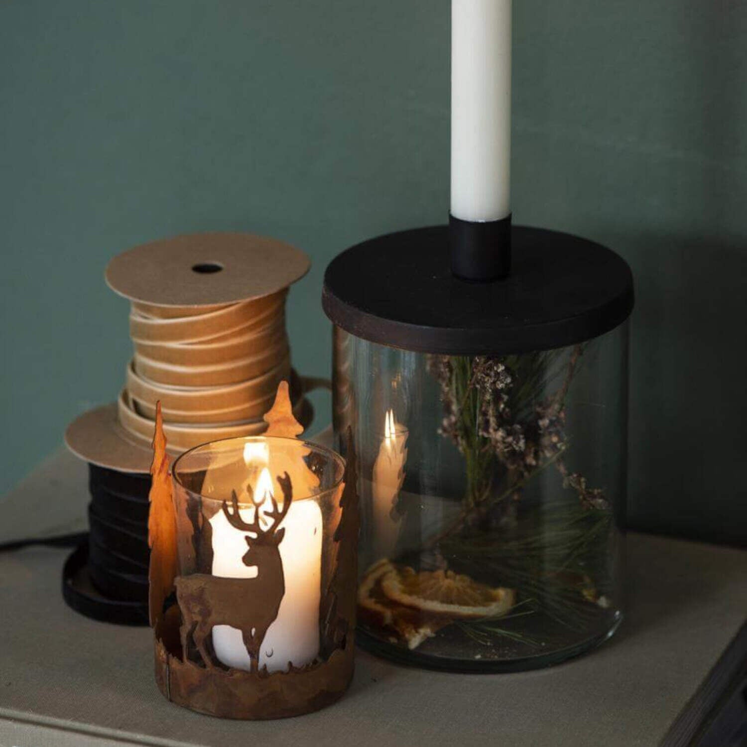Windlicht mit Wald-Motiv - ø7,5 cm