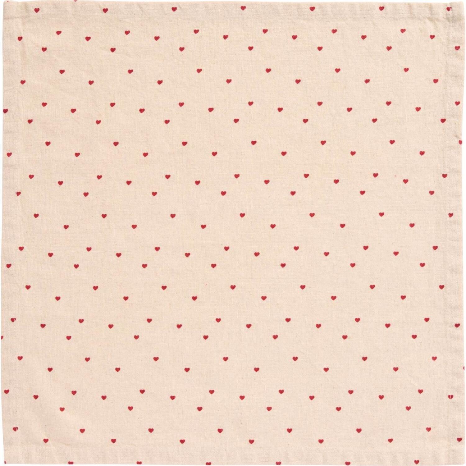 Ib Laursen Stoffserviette "Valentin" - 40x40 cm (Natur/Rot) Ib Laursen