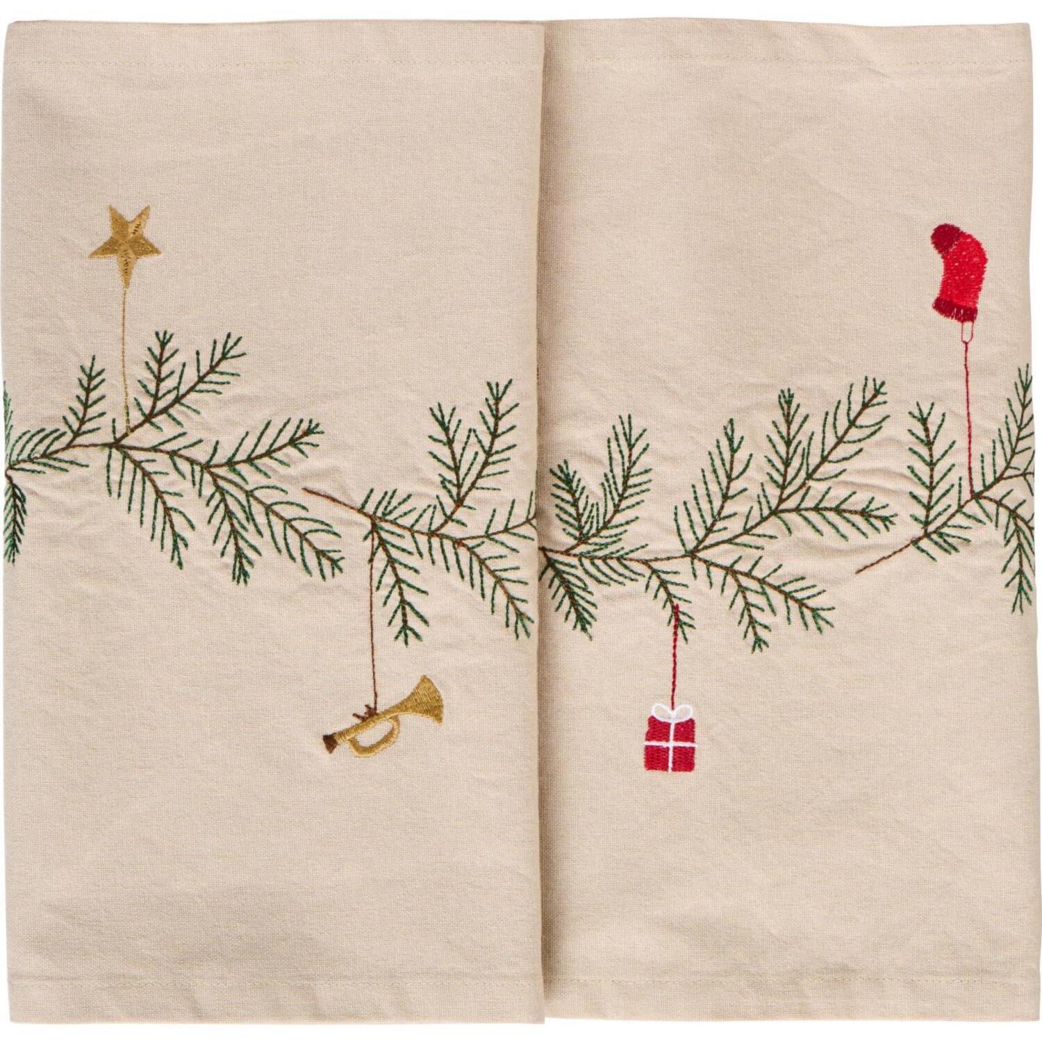 Tischläufer "Tradition - Tannengirlande und Weihnachtsschmuck" - 160x30 cm (Leinenfarbig) Ib Laursen