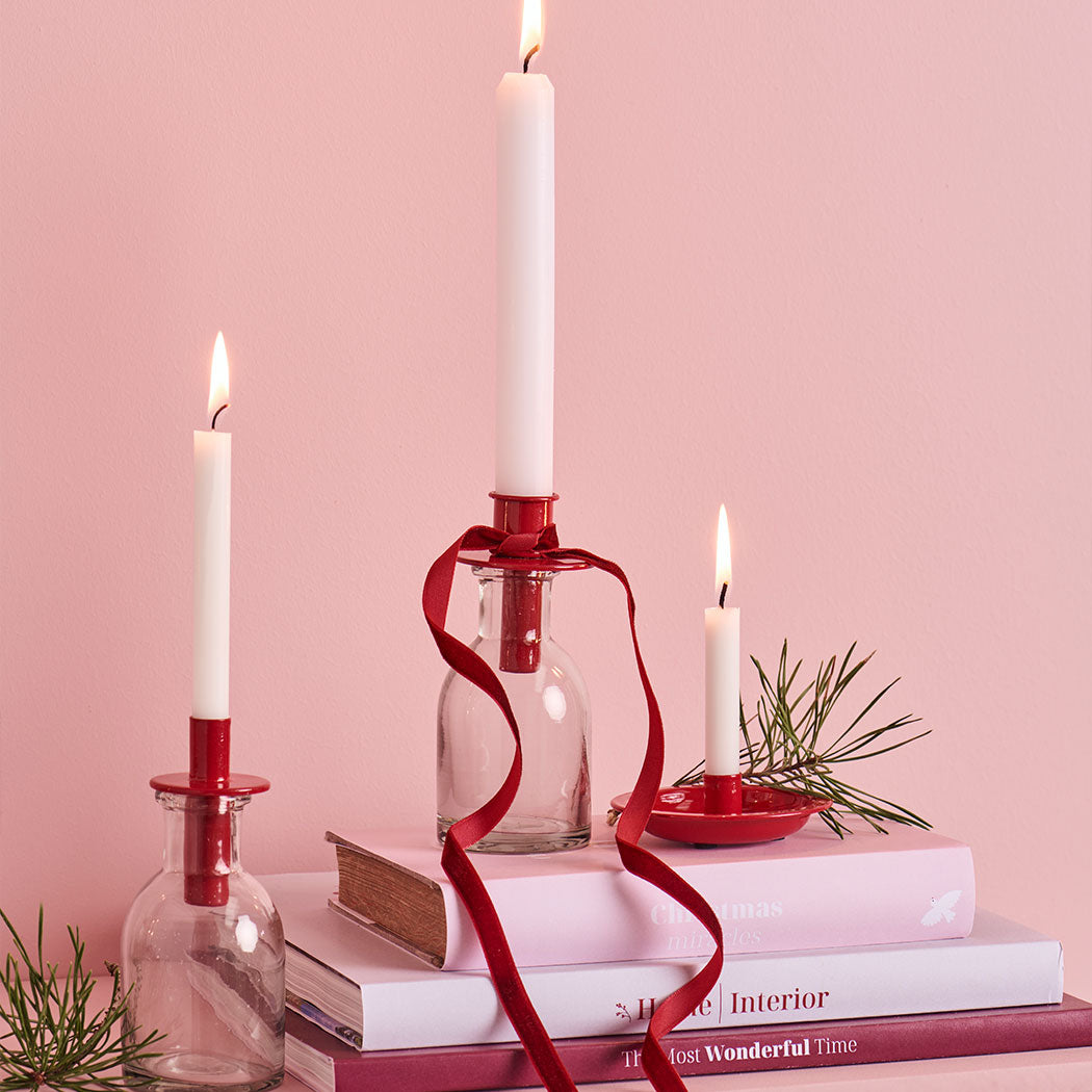 Kerzenhalter - 8,5x2,5 cm (Rot)
