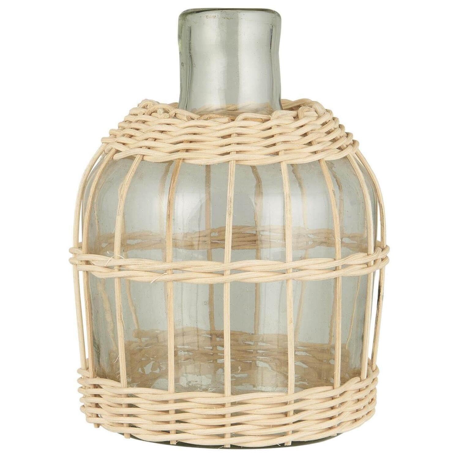 Vase mit Rattangeflecht - 14,5x21 cm (Natur)