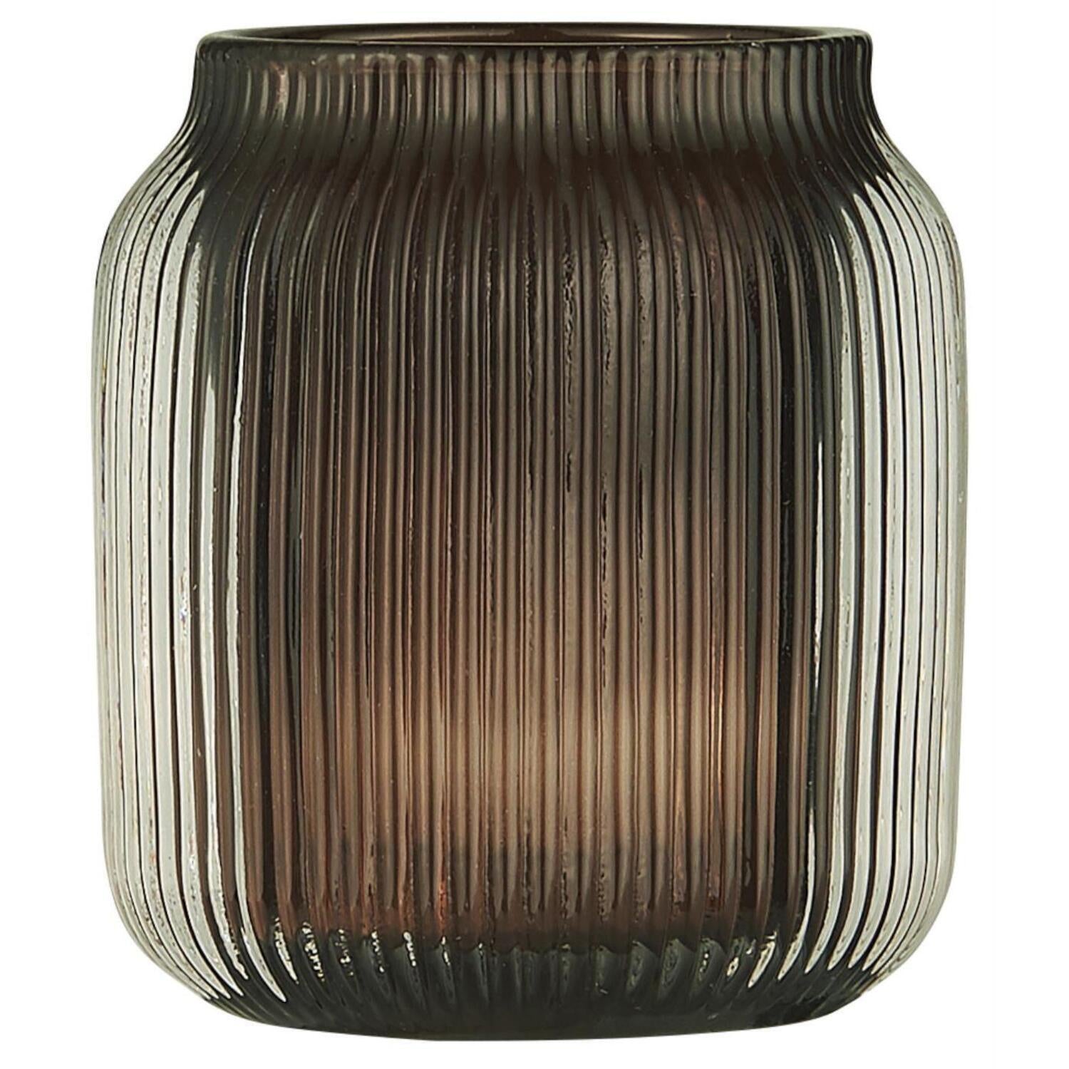 Teelichthalter aus Glas - 8 cm (Dunkelbraun)