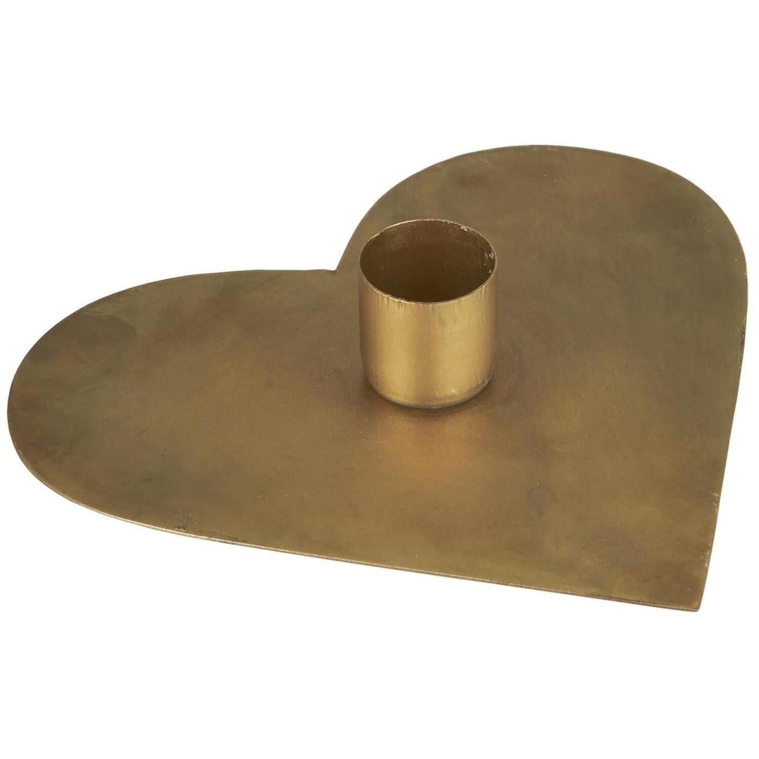 Kerzenhalter für Stabkerzen "Herz" (Gold)
