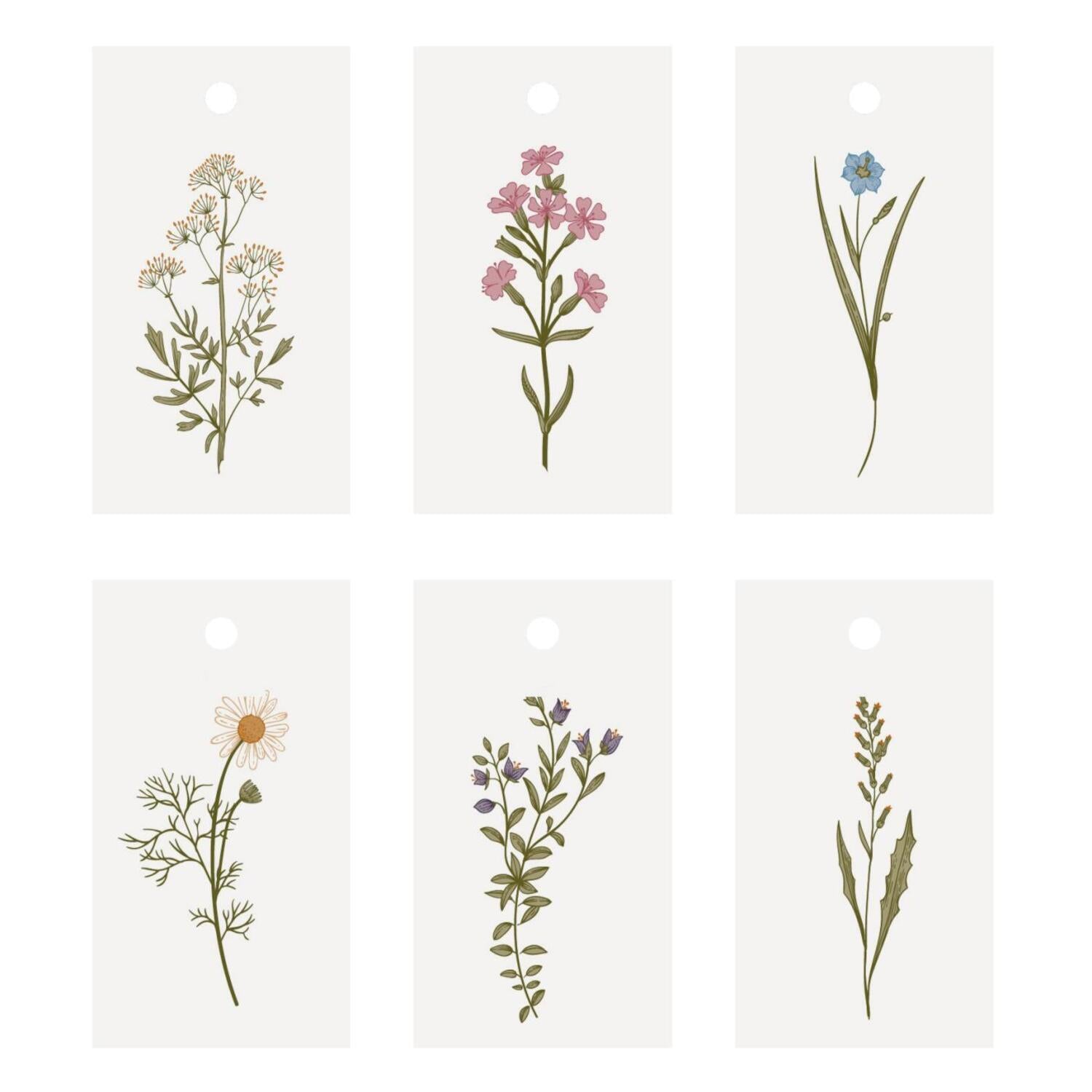 Geschenkanhänger "Blumenmotive" - 6er-Set