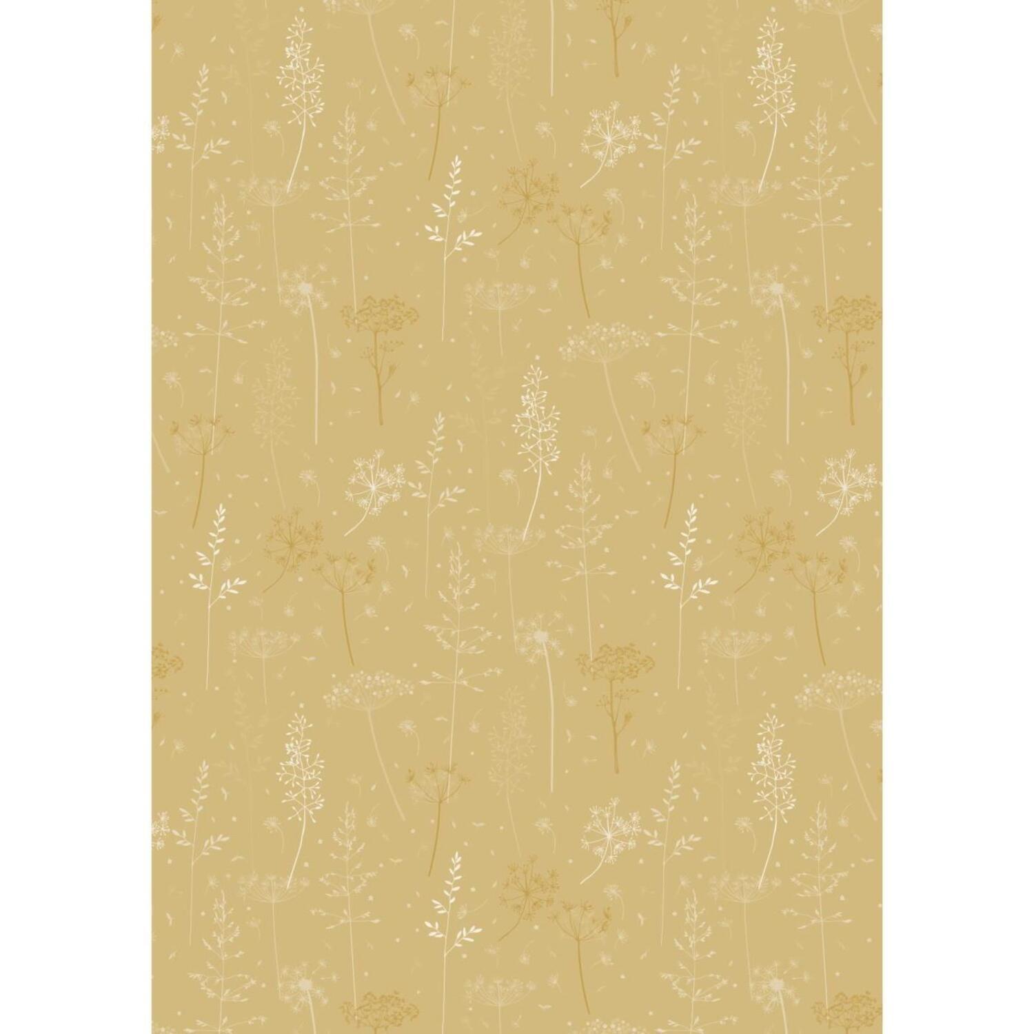 Papierrolle "Mustard Grass and Umbels" - 5 m (Weiß)