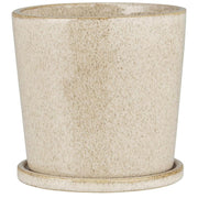 Blumentopf mit Untersetzer "Saga" - 11,5x11 cm (Creme)