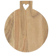 rundes Schneidebrett mit Herzloch aus Akazienholz - 29x25 cm (Braun)