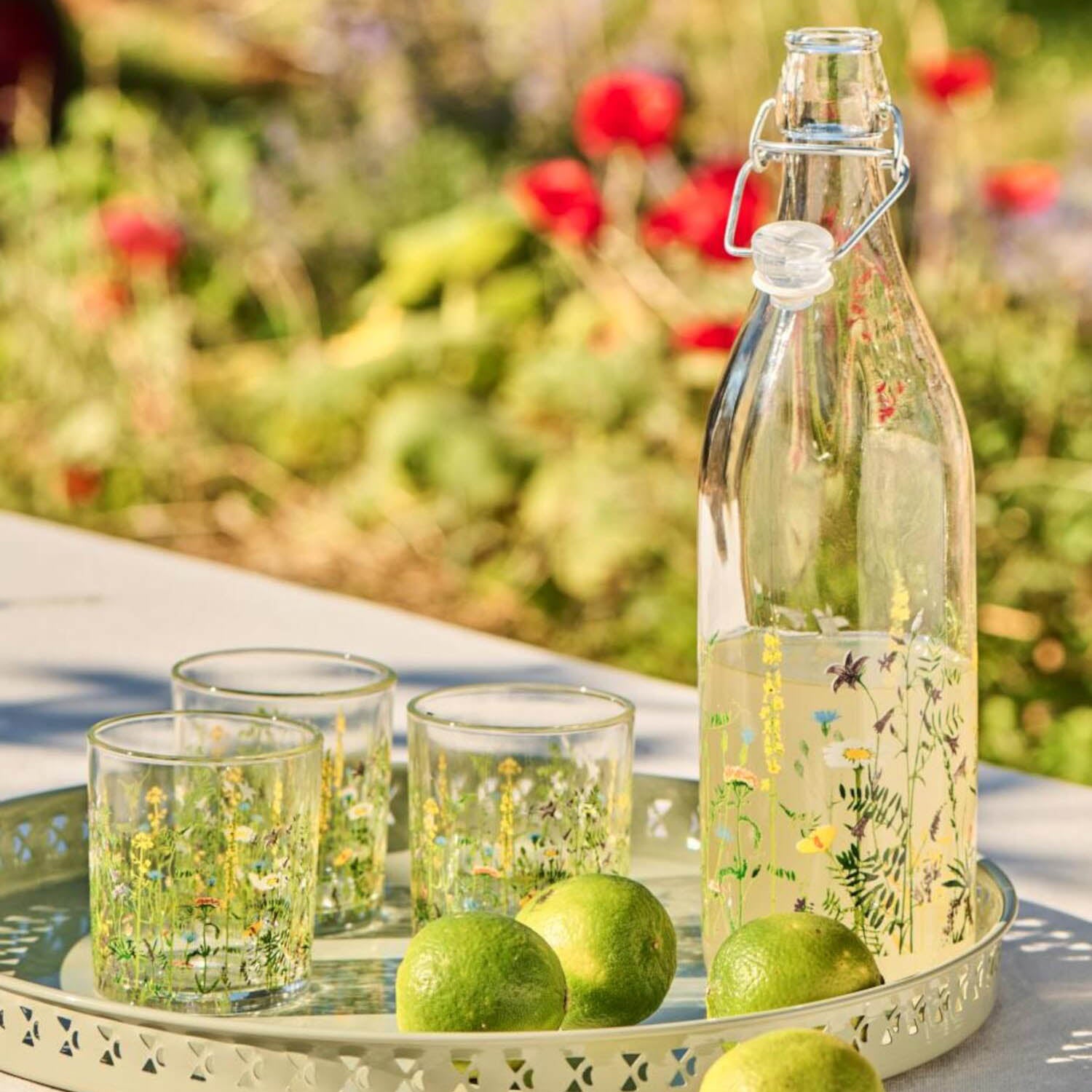 Flasche mit Bügelverschluss "Summer Field" - 8x30,5 cm (Transparent)