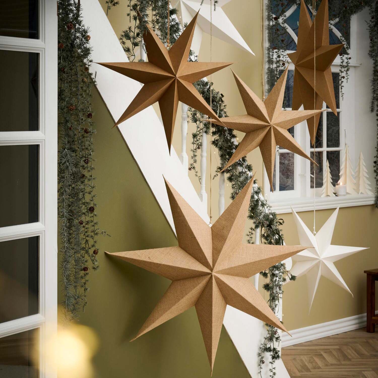 Papierstern 7-zackig zum Aufhängen "Stella" - ø, 90 cm (Natur) Ib Laursen