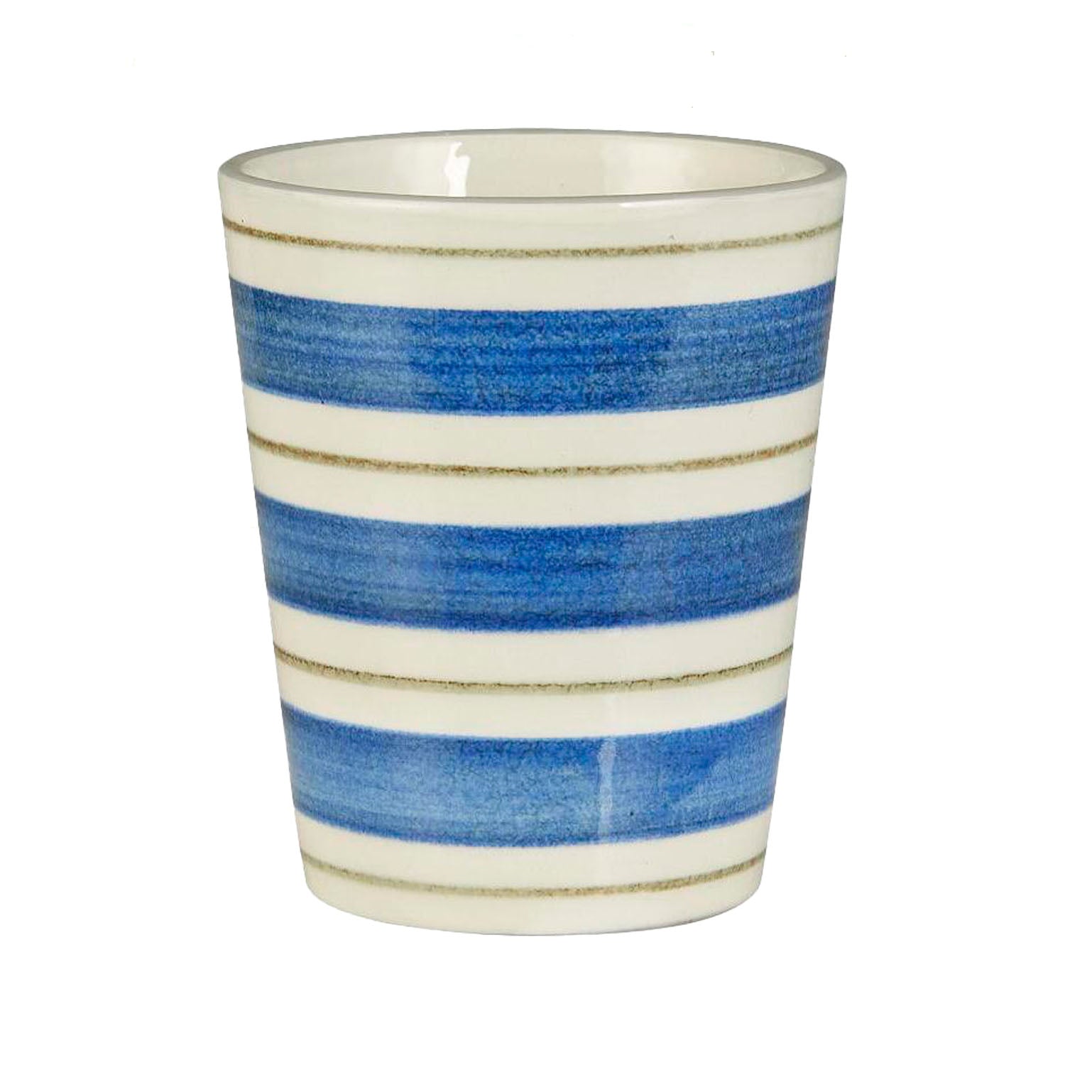 Becher "Nordby - Streifen längs breit" - 160 ml (Natur/Blau/Grün)