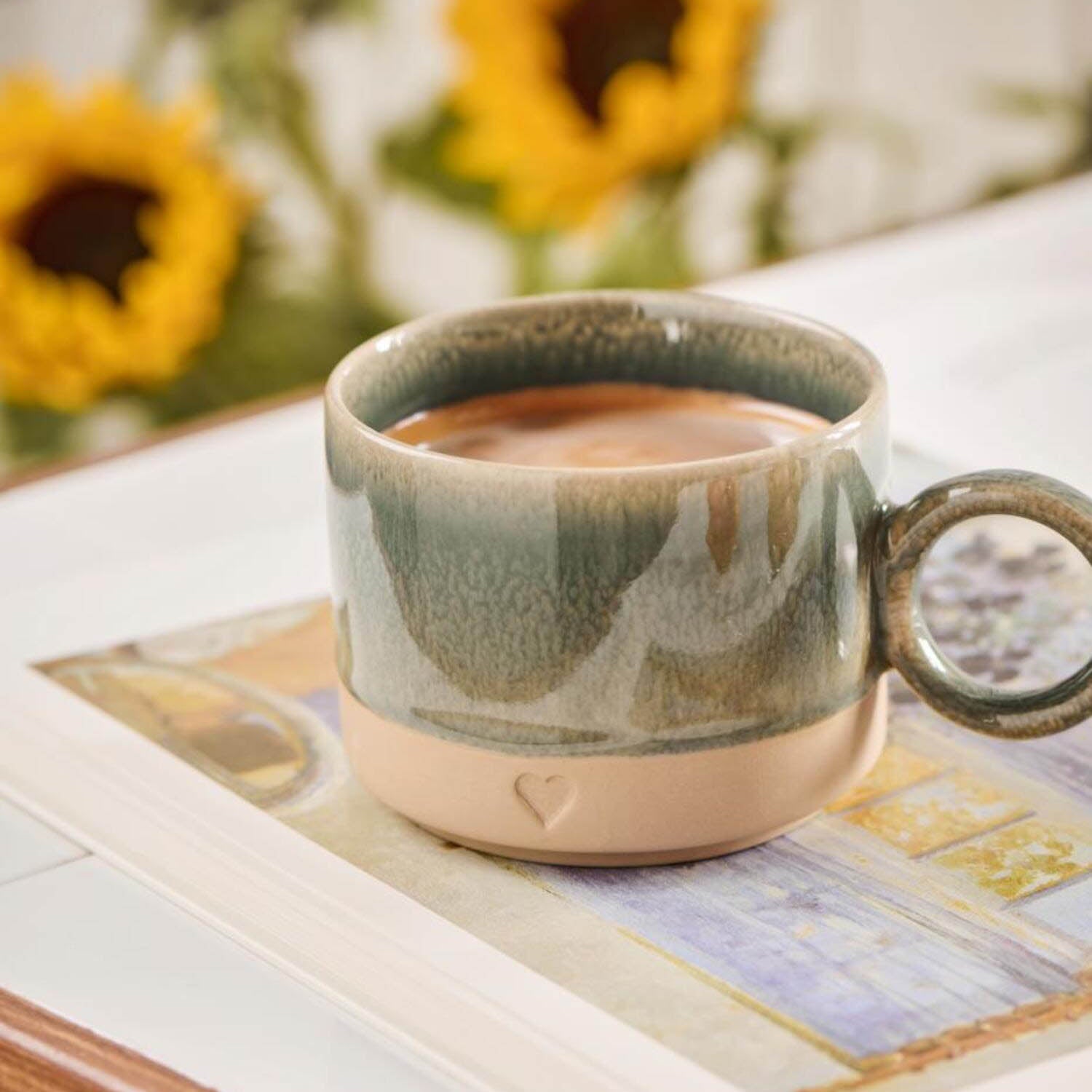 Tasse "Heart" - 290 ml (Mattbraun/Grün)