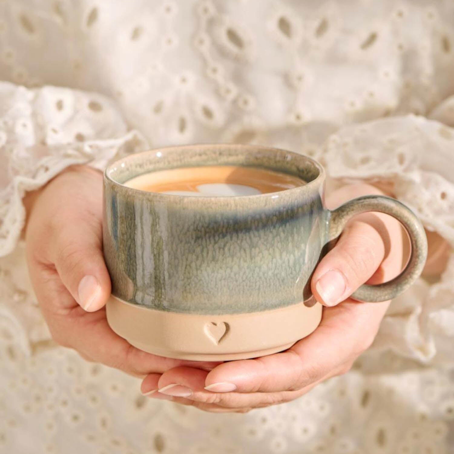 Tasse "Heart" - 290 ml (Mattbraun/Grün)