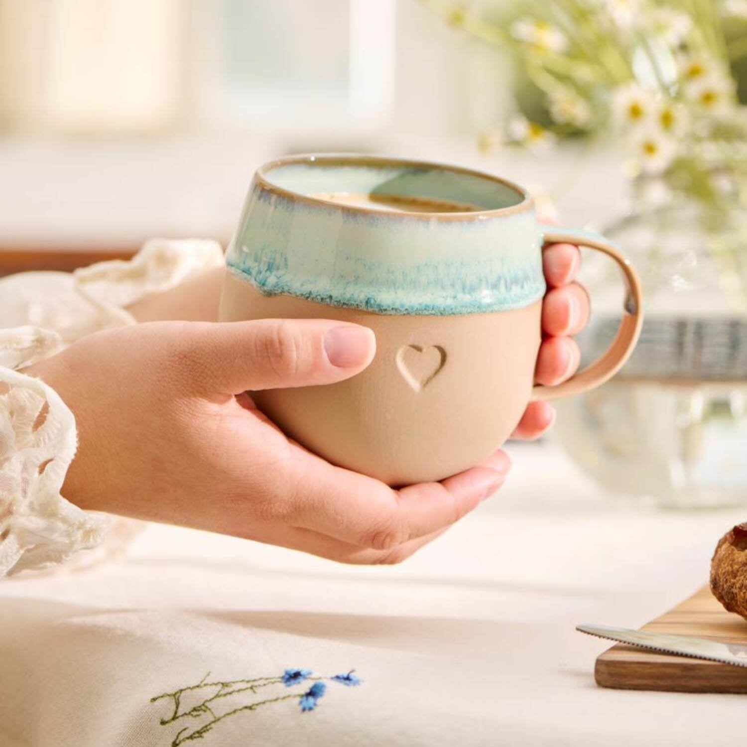 Tasse "Heart" - 380 ml (Mattbraun/Aqua)