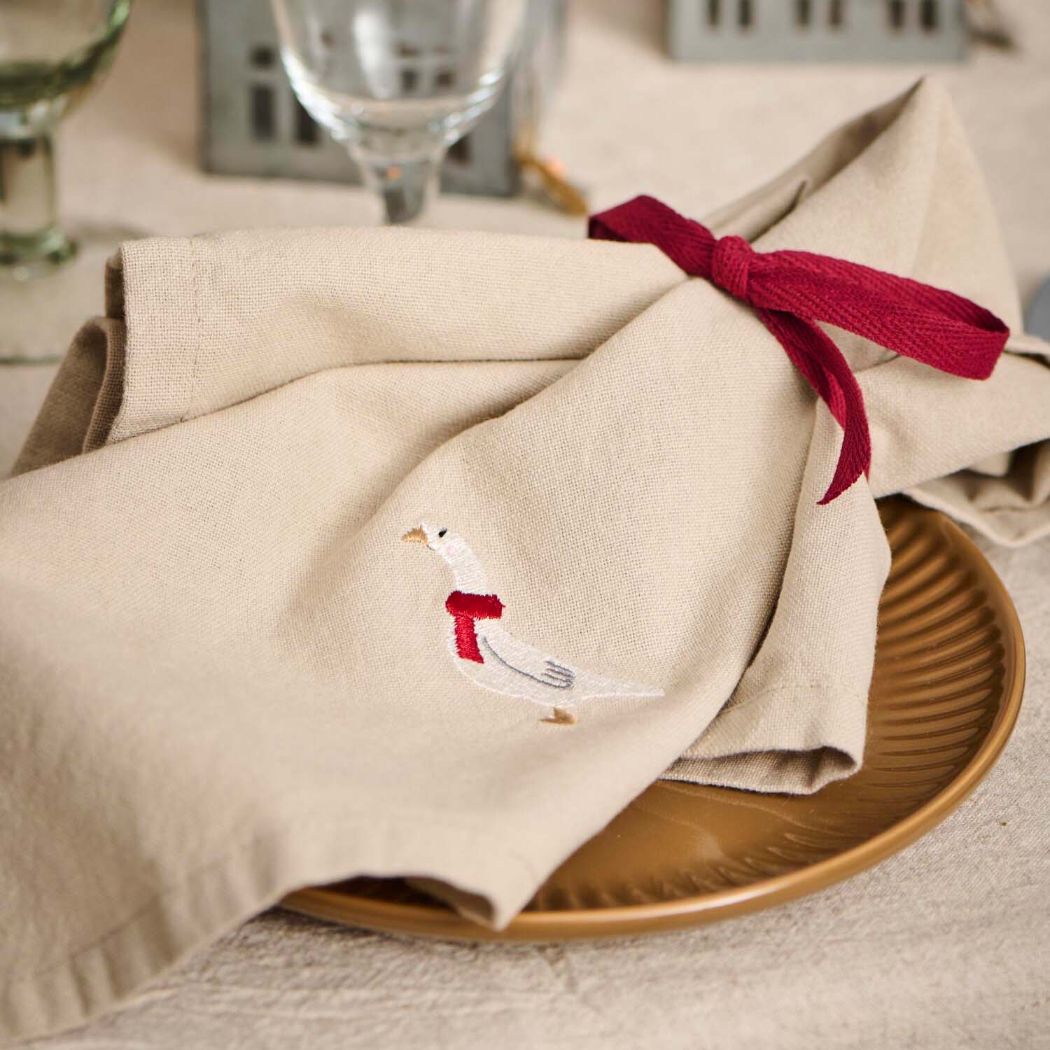 Stoffserviette "Tradition - Gans" (Leinenfarbig) Ib Laursen