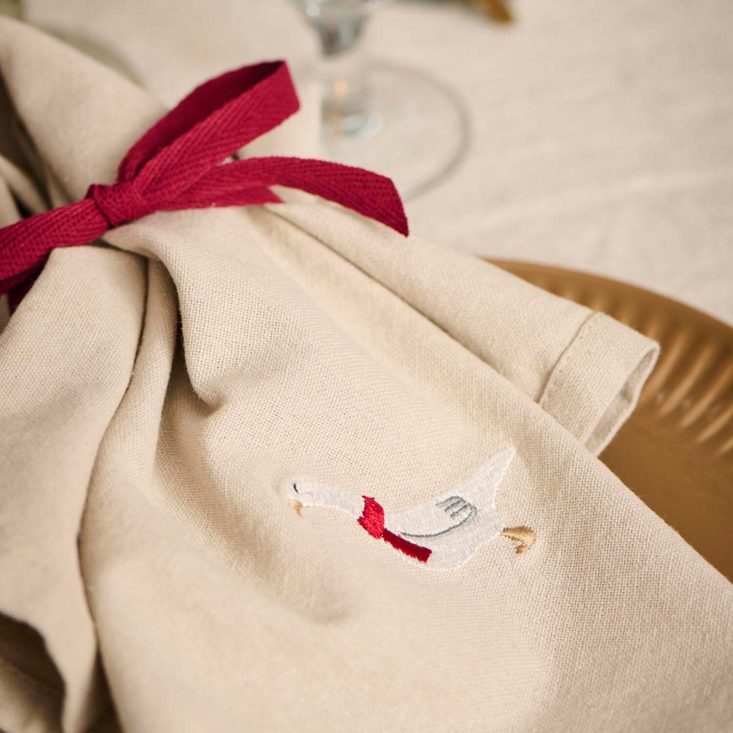 Stoffserviette "Tradition - Gans" (Leinenfarbig) Ib Laursen