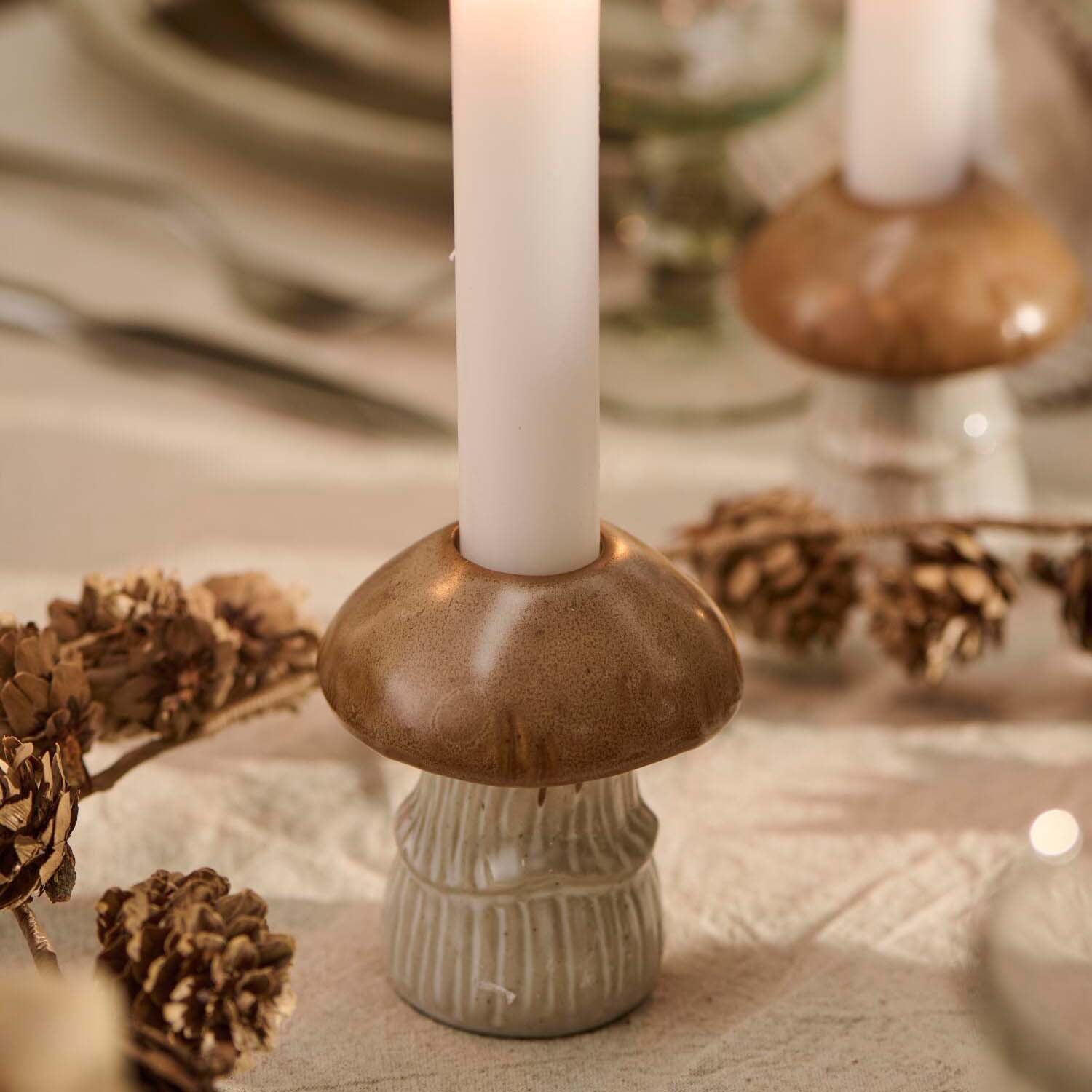 Kerzenhalter "Pilz" (Braun/Weiß) Ib Laursen