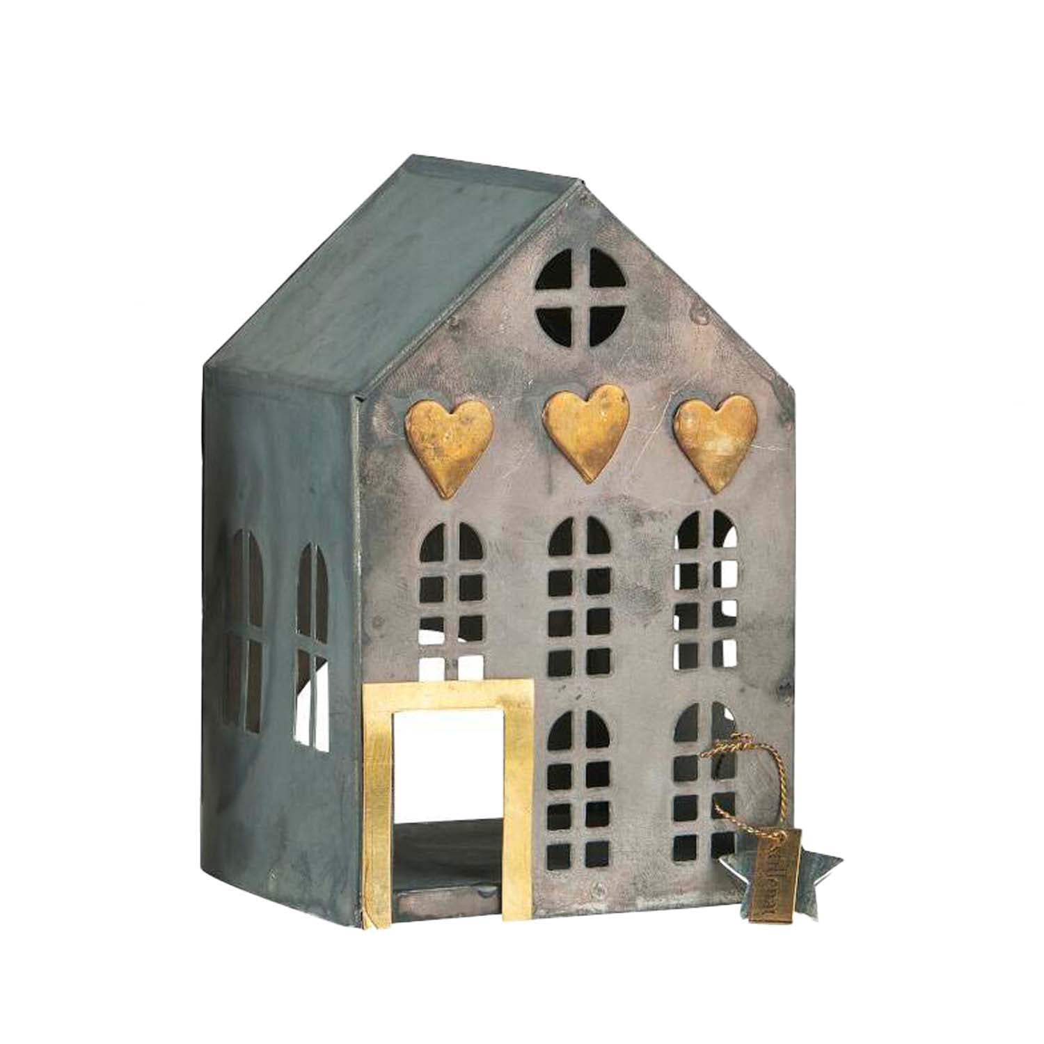 Teelichthalter "Haus mit 5 Fenster" (Silber)