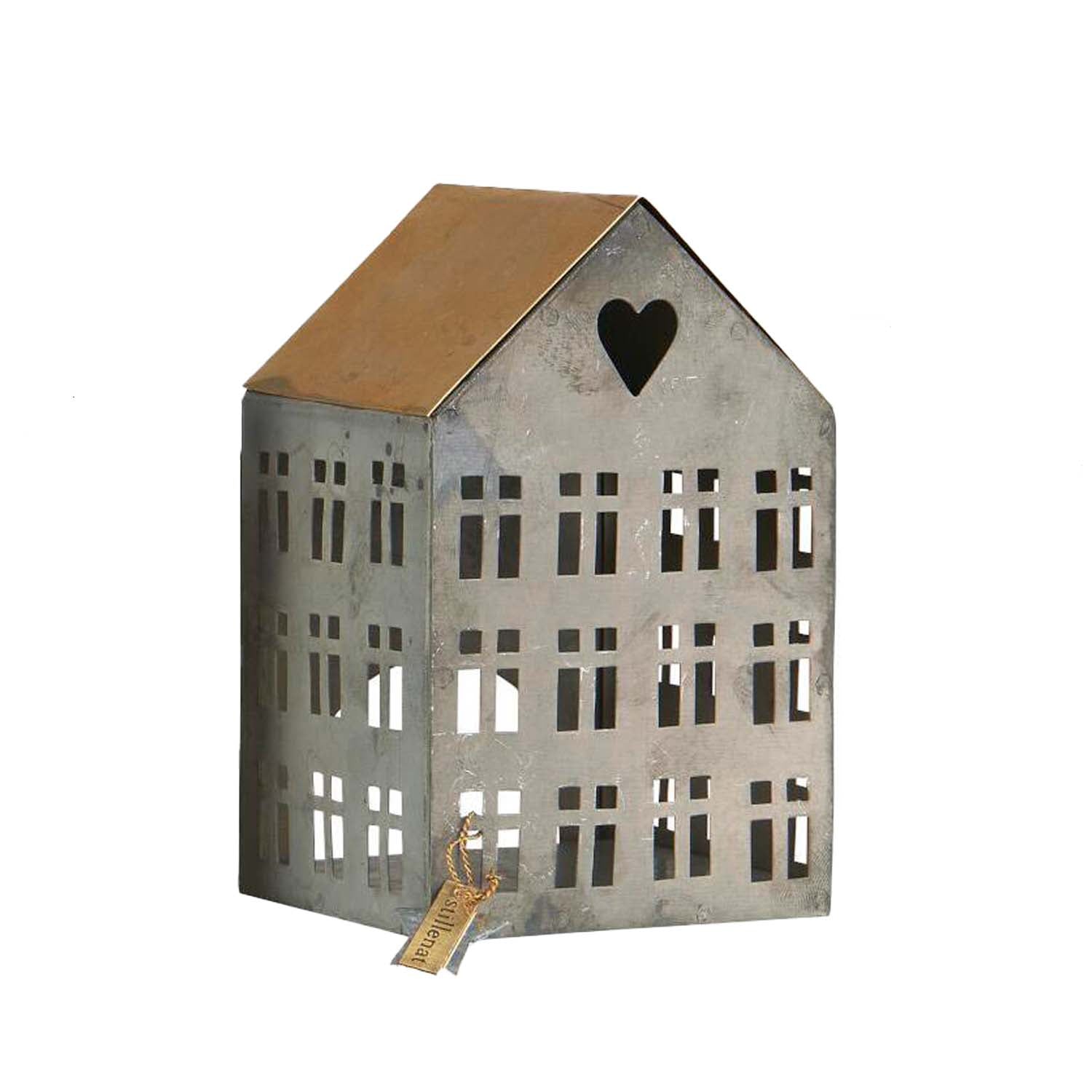 Teelichthalter "Haus mit 12 Fenster" (Silber)