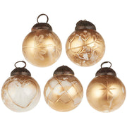 Weihnachtskugeln im Säckchen - Mini (Weiß/Gold)