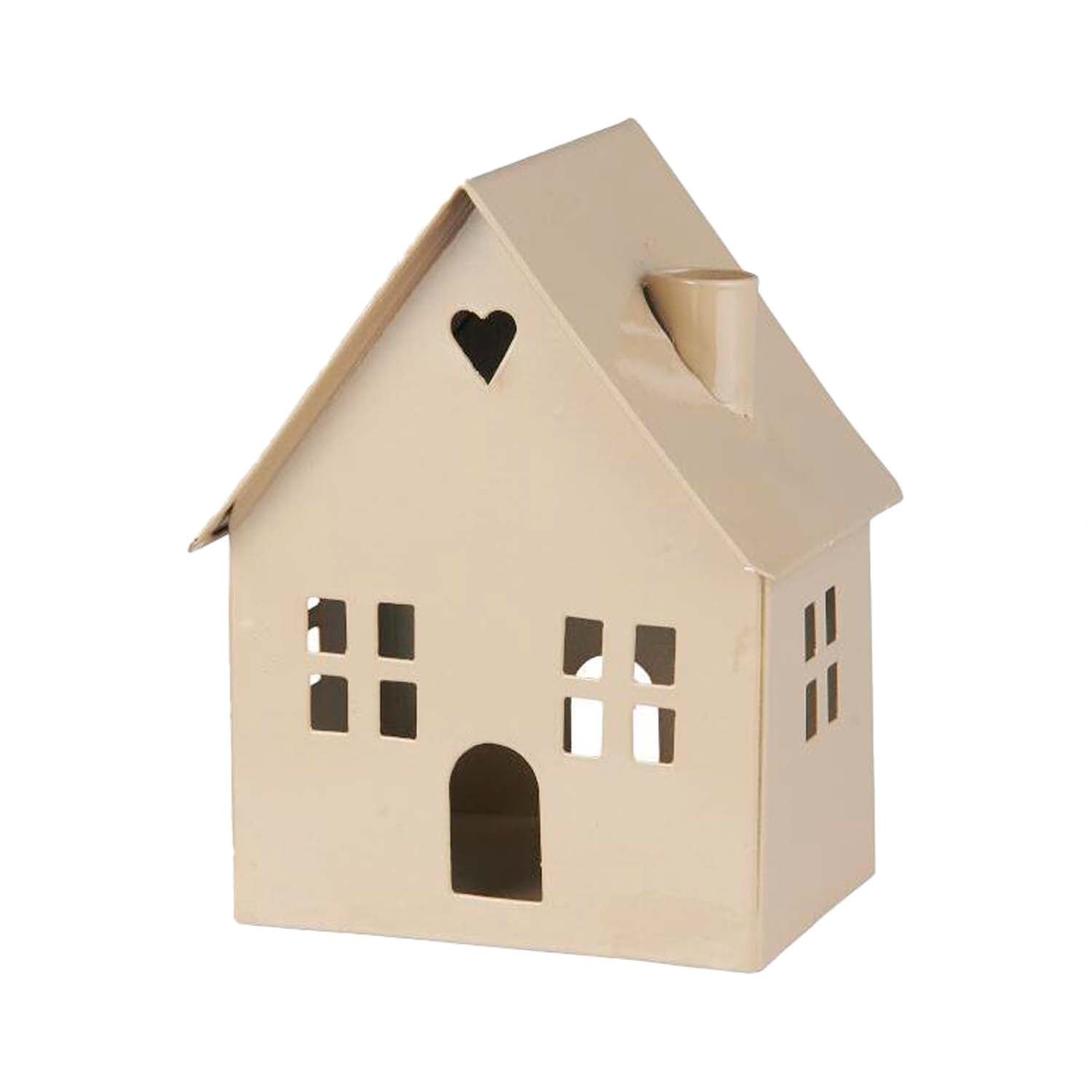 Kerzenhalter "Haus mit 2 Fenster" (Beige)