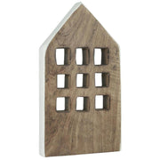 Deko-Haus aus Holz mit 9 Fenstern - 28 cm (Mango/Weiß)