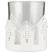 Kerzenhalter mit Häusern - ø 7 cm (Weiß/Transparent)