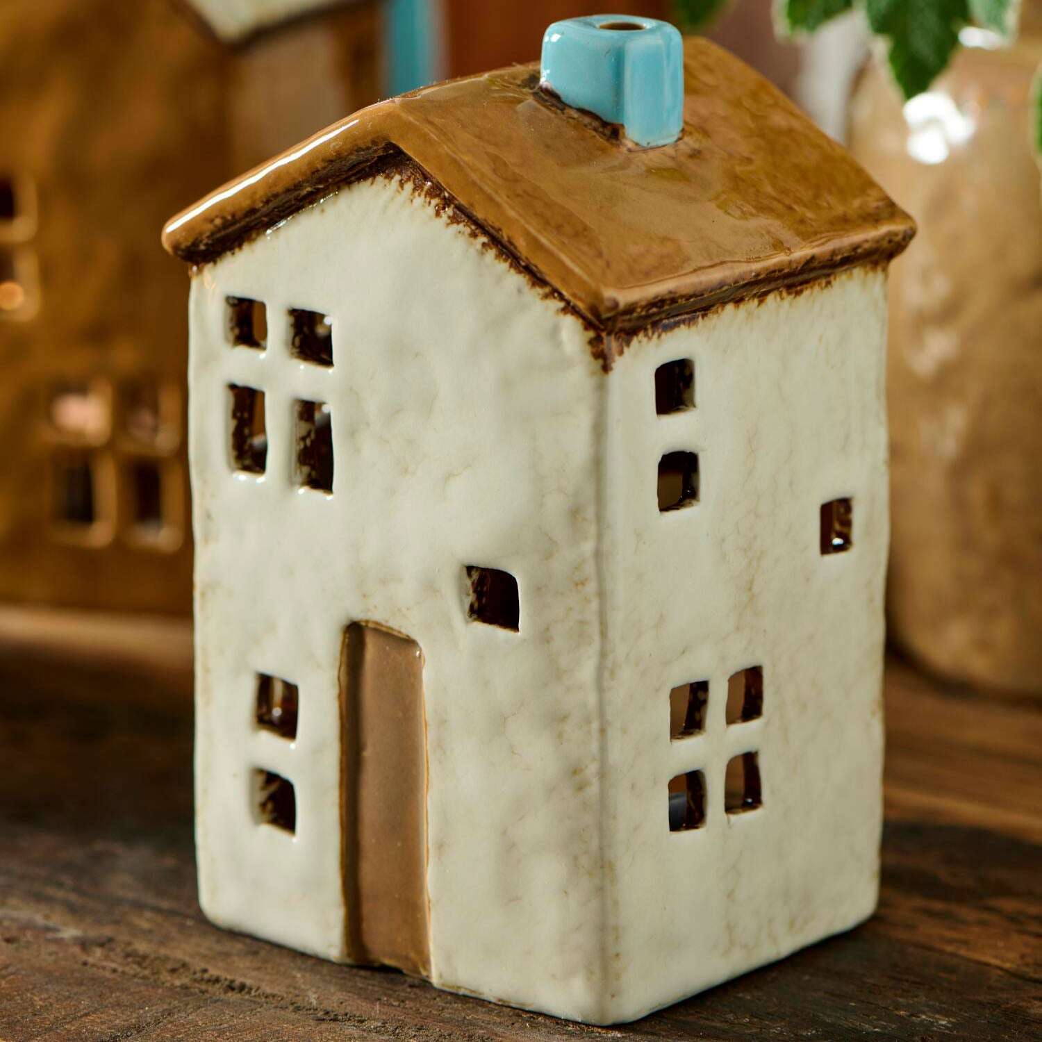 Teelicht-Haus "Brighton" - 8x7,2x13 cm (Braun)