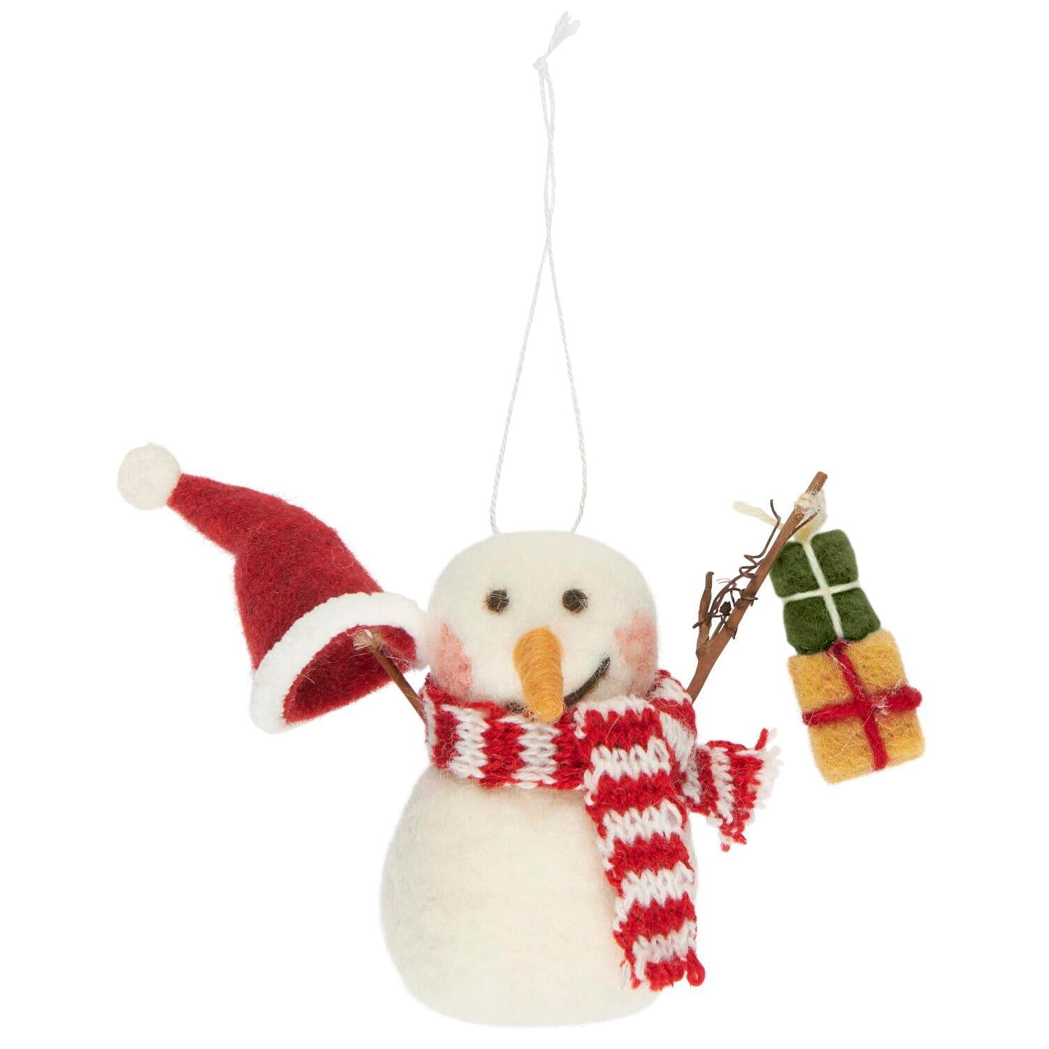 Anhänger "Schneemann" (Weiß/Rot)