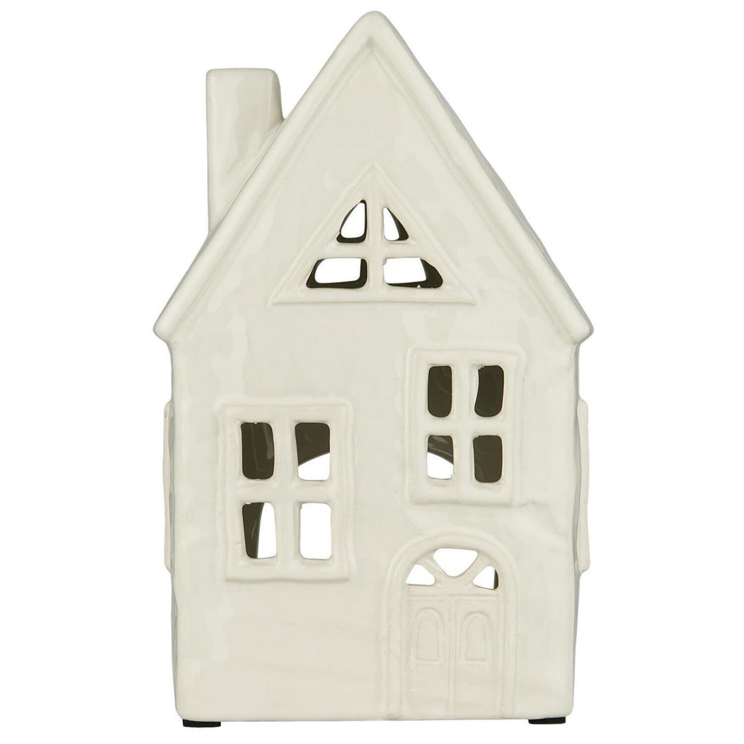 Teelichthaus "Stillenat - Rundbogentür" - 10,5x8,3x22,5 cm (Weiß)