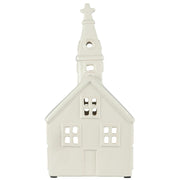 Teelichthalter "Stillenat - Kirche" - 13x11x26 cm (Weiß)