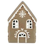 Teelichthaus "Gingerbread - Schneekrystall" - 15,5 cm (Braun/Weiß)