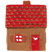 Haus für Teelicht "Stillenat - rotes Dach & rote Tür" - 11x8x14,5 cm (Braun/Rot) Ib Laursen