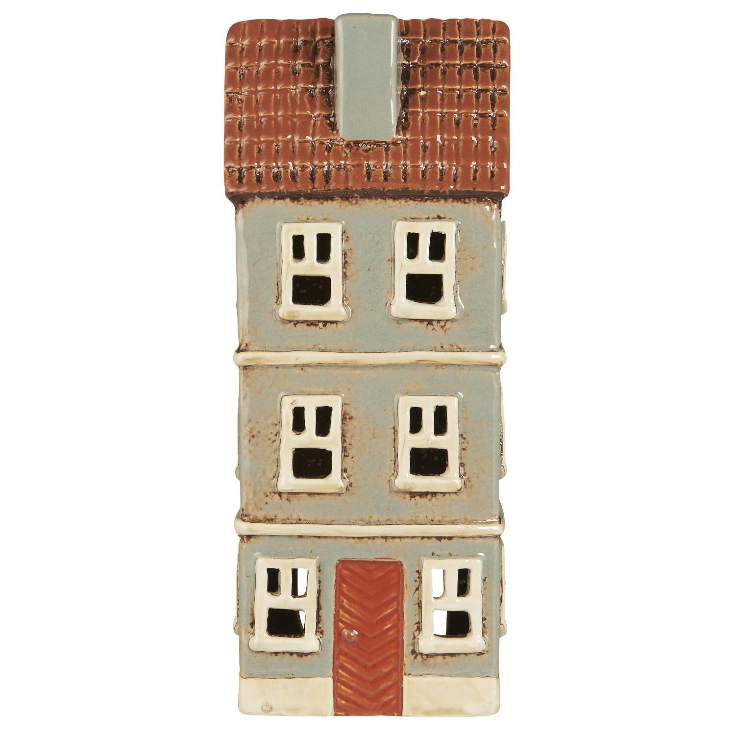 Teelicht-Haus "My Home Town" - 9,5x7x23,2 cm (Rost)