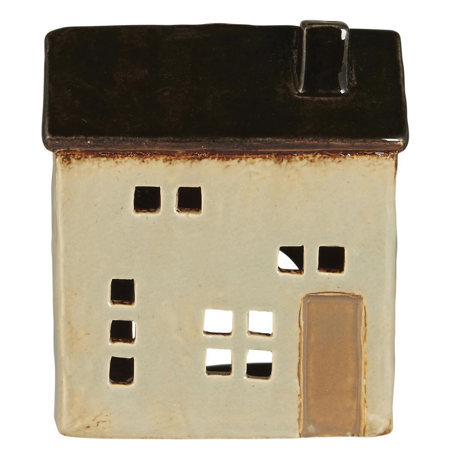 Teelicht-Haus "Brighton" - 11,3x7,5x13,2 cm (Braun)